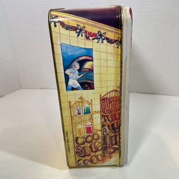 Vintage Destrooper Belgium Biscuit Tin With Charming Bakery Scene Artwork  16 Oz - Picture 9 of 14